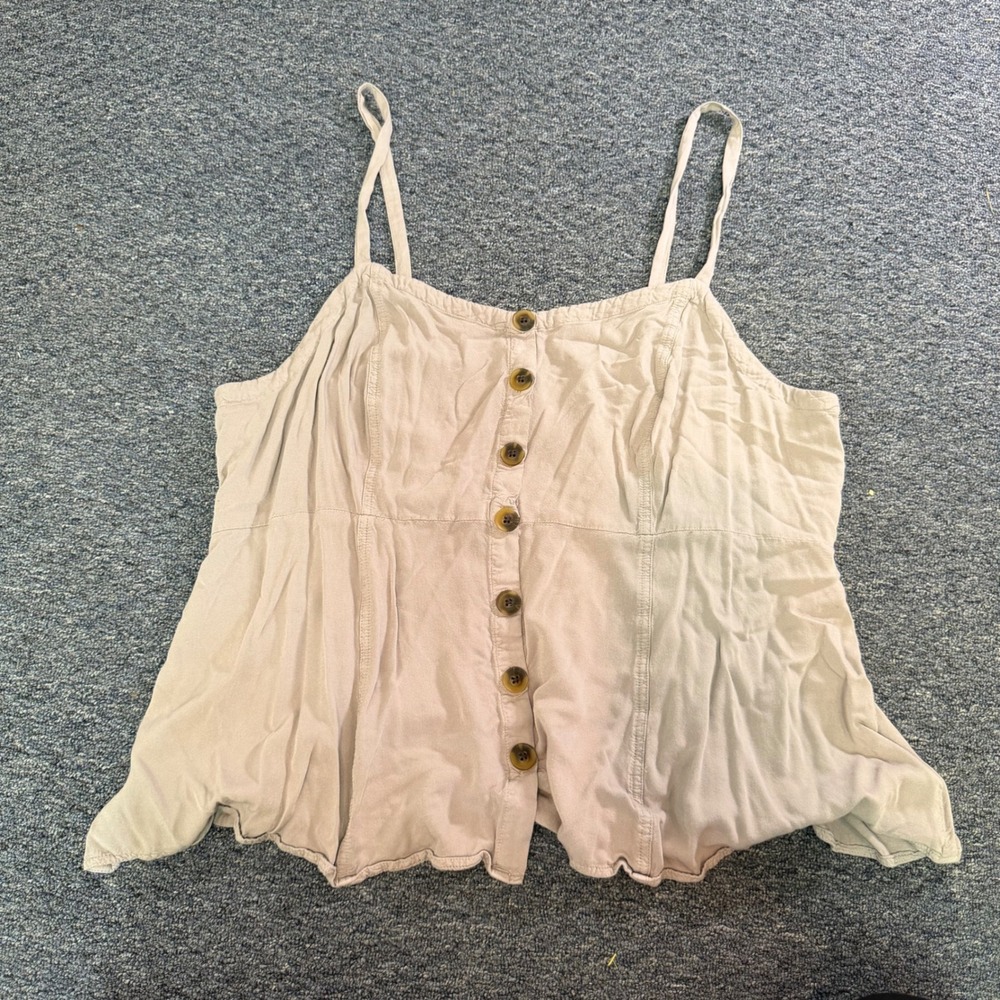 Torrid Women Size 2 Grey Button Front Smocked Back Peplum Cami Tank Top